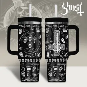 Ghost Music Custom Cup 40 oz Tumbler With Handle, Rock Fans Tumbler Cup, Ghost Band Merch