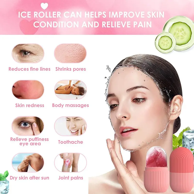 Ice Face Roller, DIY Face Massage Roller, Facial Ice Roller for Face, Eyes & Joints, Ice Compress Skin Care Tool for Women & Men, Facial Care Tools 2