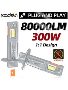 Roadsun LED Car Headlights H4 9005 Hb3 9006 Hb4 H1 H7 H11 9012 Bulbs, Super Bright High Beam Low Beam, 6500k, Plug and Play, Easy Installation