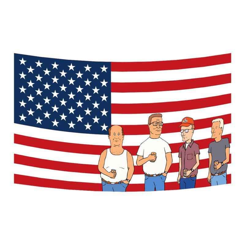 Funny Flag King of the Hill TV Show American Flag 3x5ft Wall Hanging Funny Tapestry with Brass Grommet Wall Hanging for College Dorm Decoration, Party, Gift
