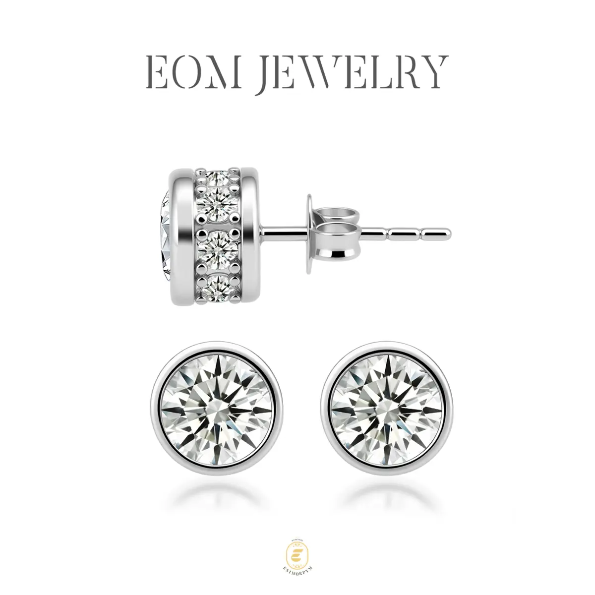 Moissanite 2ct Dream Bubble Bezel Stud Earrings Silver-Plated Jewelry Wedding Engagement Anniversary Valentine's Day Birthday Daily Wear