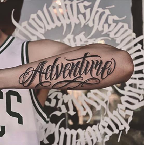 Herbal Semi-Permanent Tattoo Stickers, Cursive Alphabet Full Sleeve, Juice Ink, Waterproof, Long-Lasting, Non-Reflective, Wash-Resistant Traditional Sensitive Realistic