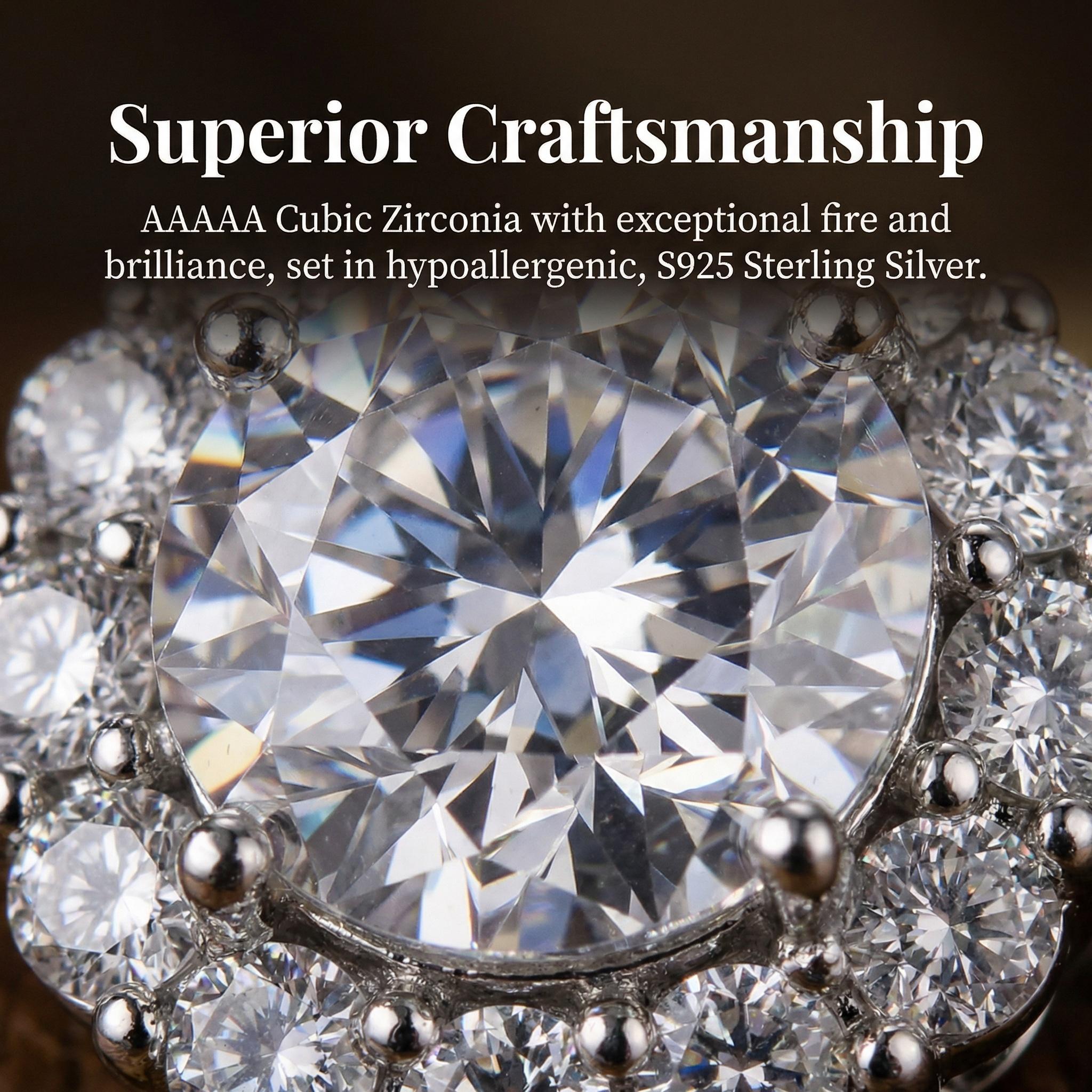 2 Pairs Sparkling CZ Stud Earrings Set for Women, 925 Sterling Silver Hypoallergenic Halo & Clover Diamond Earrings, Bridal Wedding Party Daily Wear Jewelry Gift