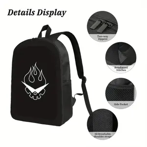 Gurren Lagann Anime Backpack - Lightweight Durable Oxford Fabric Laptop Bag with Adjustable Straps, Black & White Cartoon Design for Travel, Hiking, Daily Commute, Backpack for Travel, Hiking Gear, Stylish Accessory, Secure Zipper Closure