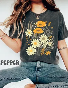 Wild Flowers T-Shirt, Vintage Botanical Tee, Pastel Floral Nature T-Shirt, Garden Lover Tee, Flower Lover Shirt, Wildflowers Cottagecore Tee