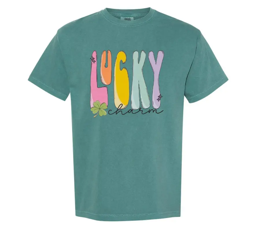 Lucky Charm Retro Comfort Colors T-Shirt -- EMERALD