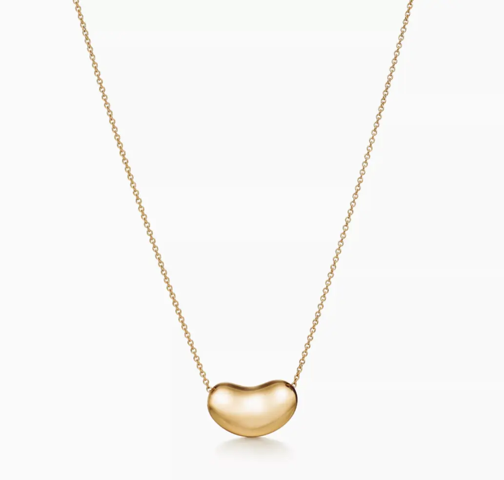 Pre-owned Tiffany&Co, Elsa Peretti Bean design Pendant in Yellow Gold, 18 mm 18k gold necklace