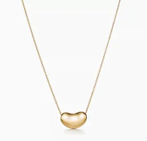 Pre-owned Tiffany&Co, Elsa Peretti Bean design Pendant in Yellow Gold, 18 mm 18k gold necklace