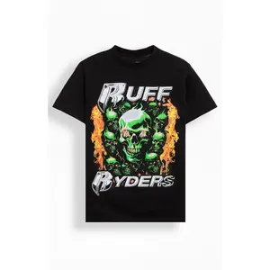 PacSun Men's Ruff Ryders Flaming Skull T-Shirt - Multicolor
