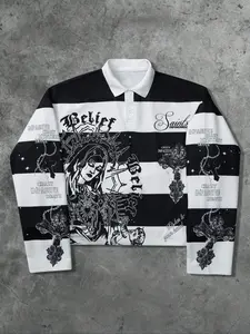 Men's Street Casual Style Graphic Pullover Sweatshirt Long Sleeve Round Neck, Cross Pattern Fitted Sportswear, Perfect Gift for Friends Husband Boyfriend