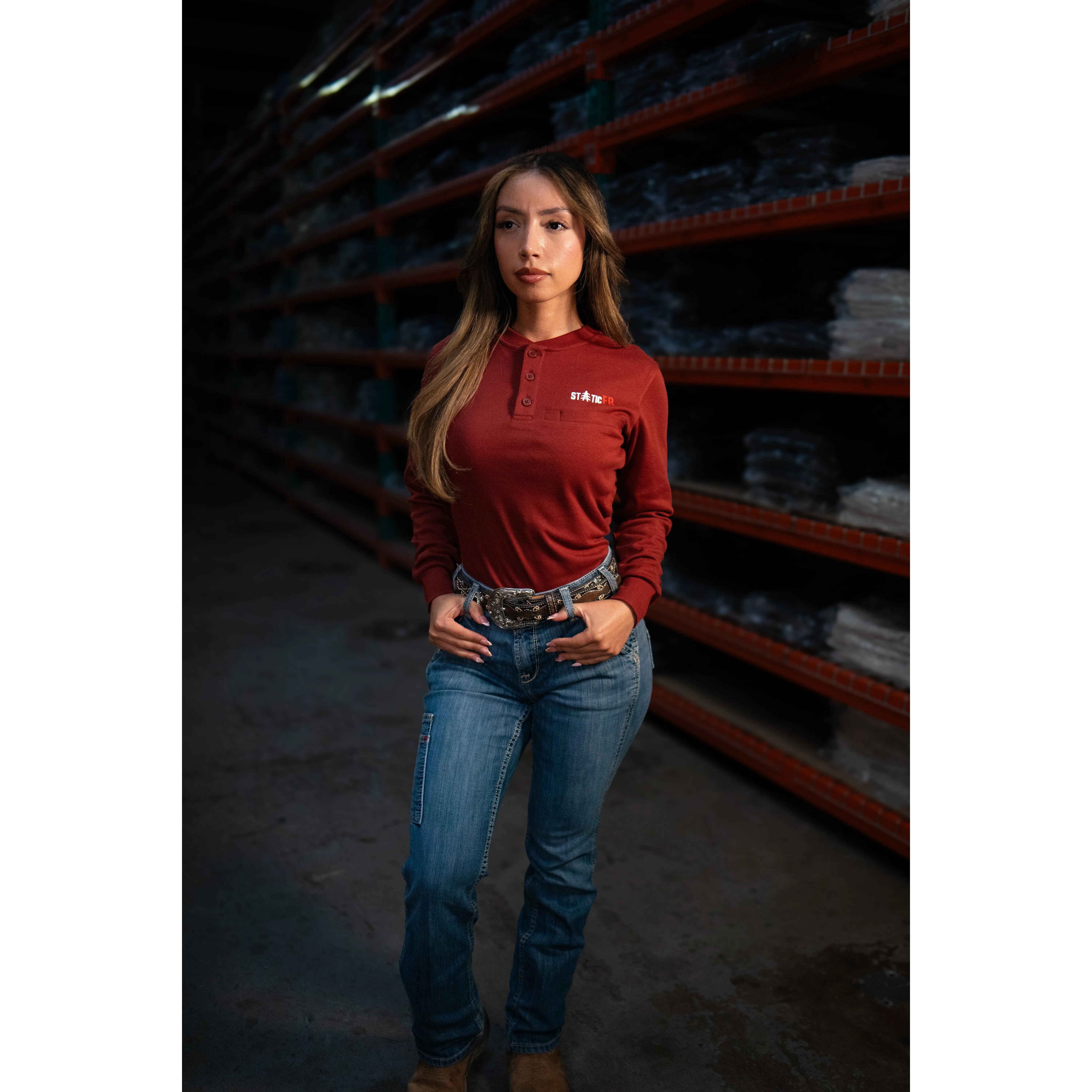 Women's FR 3-Button Henley - Wine Red