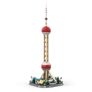 Shanghai Oriental Pearl Tower Building Block Display Toy, Mixed Colors, Abs Material, Perfect for Living Room Decor, New Home Gift, Ages 6+