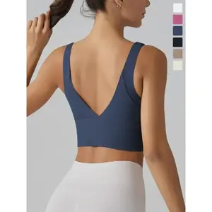 Women's Solid Color Sports Bra, Breathable Comfortable Sports Bra, Ladies Sportswear for Running Gym Yoga, Sporty Breathable BrasGift