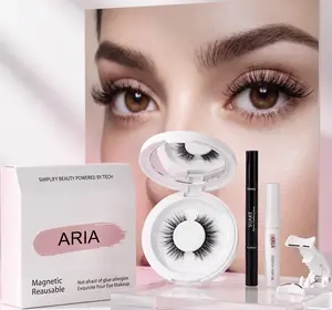 Soft Magnetic Eyelashes All-in-One Kit with Applicator, Reusable Magnetic Lashes without Eyeliner,Glue-Free Waterproof Eyeliner-Free Natural Makeup, Skin-Friendly for Sensitive Eyes