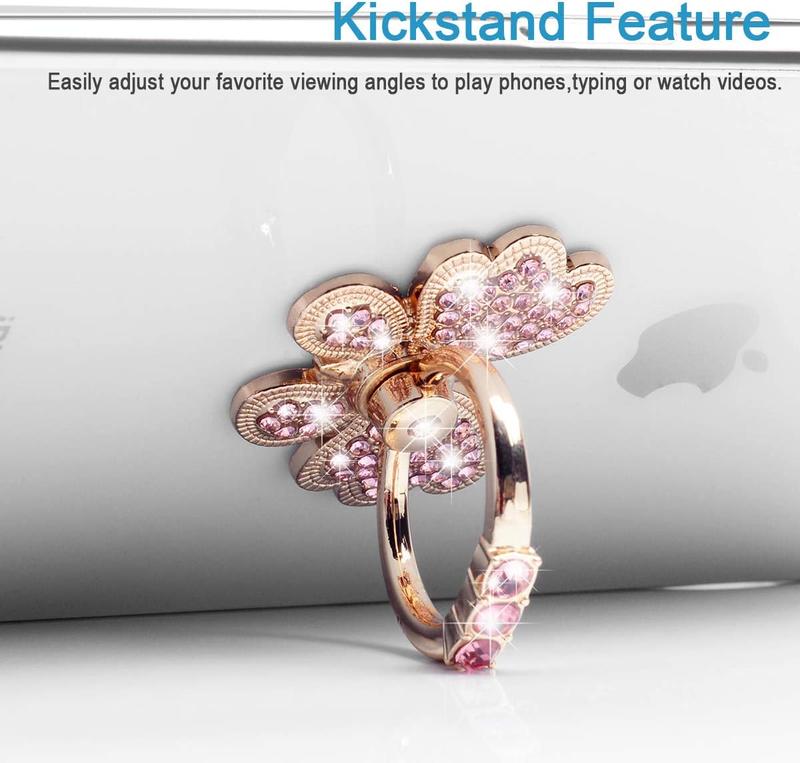 2-Pack Luxury Glitter Diamond Finger Ring Stand – Universal Metal Pop Socket Grip for iPhone 15/14/13/12/11 Pro Max, Galaxy Ultra & All Smartphones