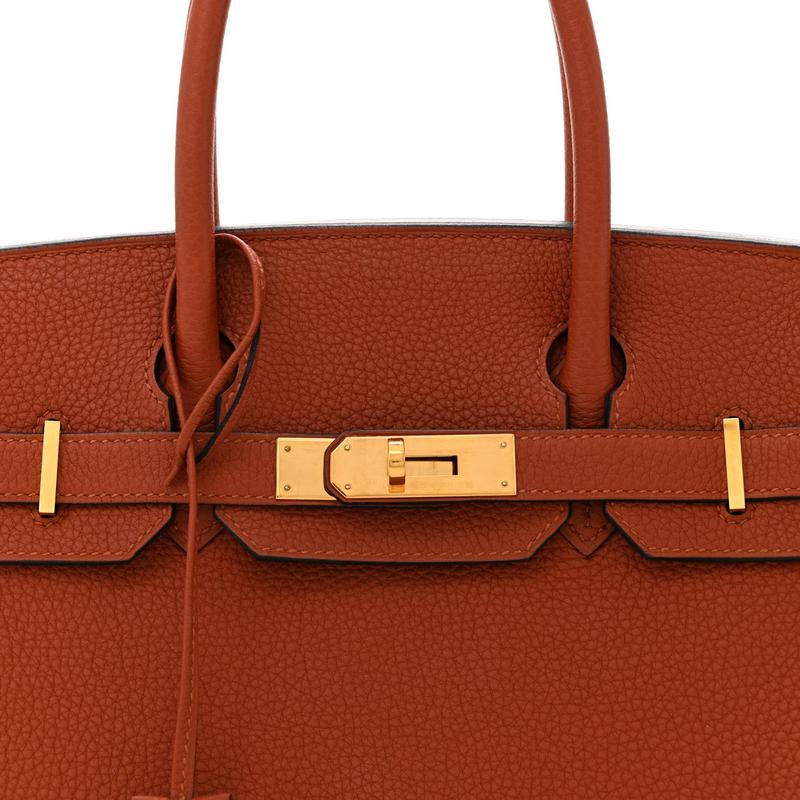 Pre-owned HERMÈS Leather Travel Bags Togo Birkin 30 Cuivre
