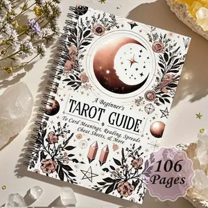 Beginner's Tarot Guide Book, Card Meaning Reader, Spread Cheat Sheet, Spiritual Practice Workbook, Guestbook, Office Organizer