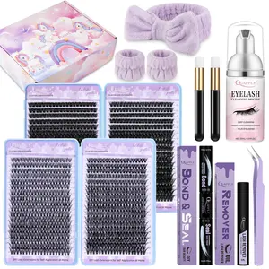 Eyelash Extension Kit, 1 Set Including Eyelashes & Glue & Glue Remover & Cleaning Tools & Headband & Wrist Strap & Eyelash Brush, Eye Makeup Tool