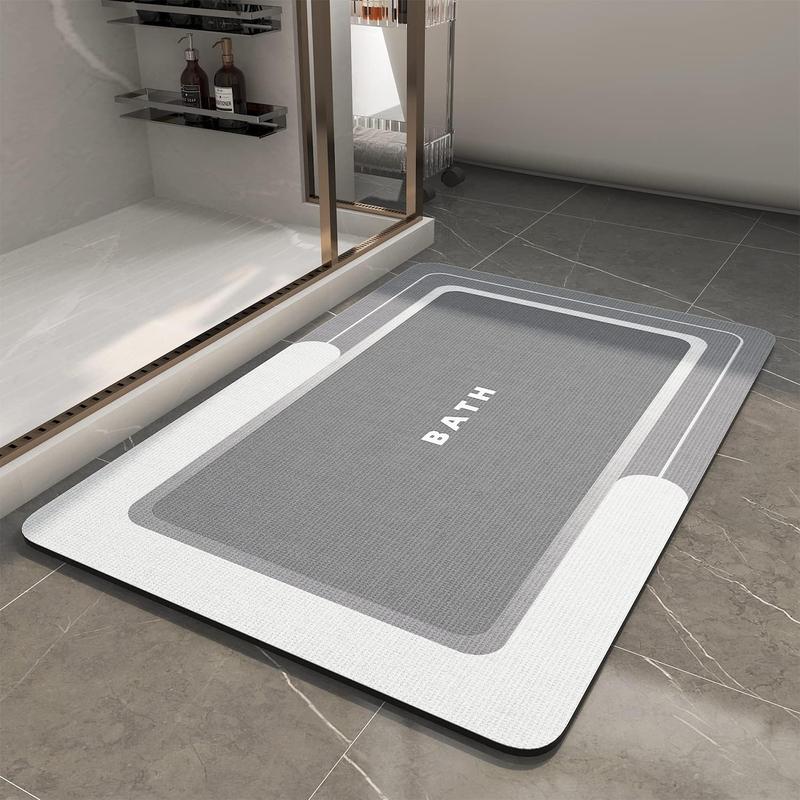 Bath Mat-Bathroom Mat Rug Non Slip Super Absorbent Stain Resistant Quick Dry Thin Bath Rug-Bath Mats for Bathroom Floor Bathtub Vanity-Bathmat Bath Rug Easy Care-17"x27" Grey