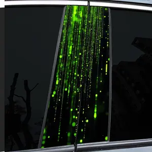 2 very beautiful and interesting car center post stickers with personal creativity, B-pillar protective film, green flash pattern car sticker sticker, suitable for cars, Car Decals