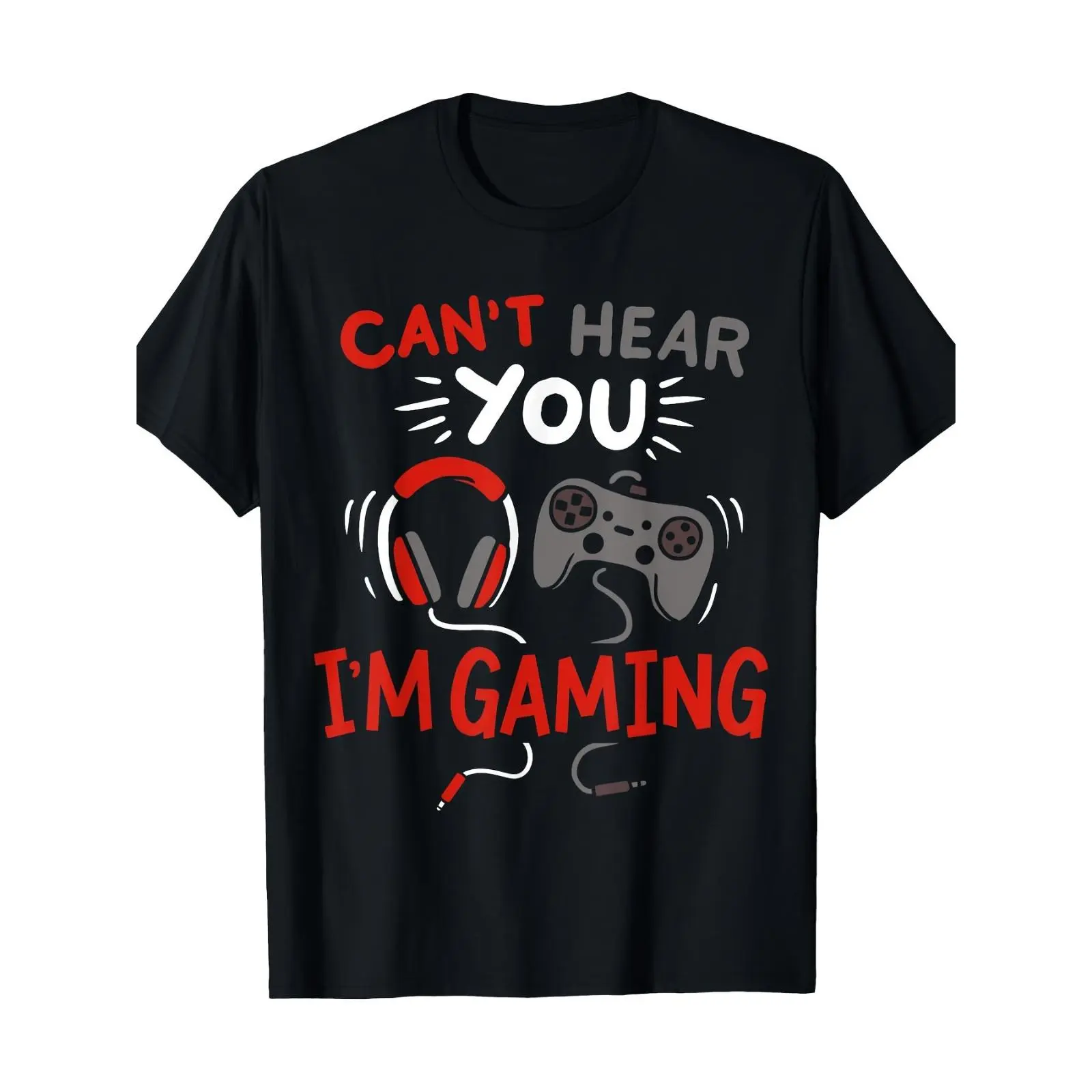 [100% Cotton] Men's "Can't Hear You I'm Gaming" Graphic T-Shirt - 100% Cotton Crew Neck Tee with Headphones & Controller Design, Casual Short Sleeve Shirt for Gamers, Outdoor Activities & Daily Wear, Gaming Apparel, Ga  Golf Gift T-Shirt For Men and Women