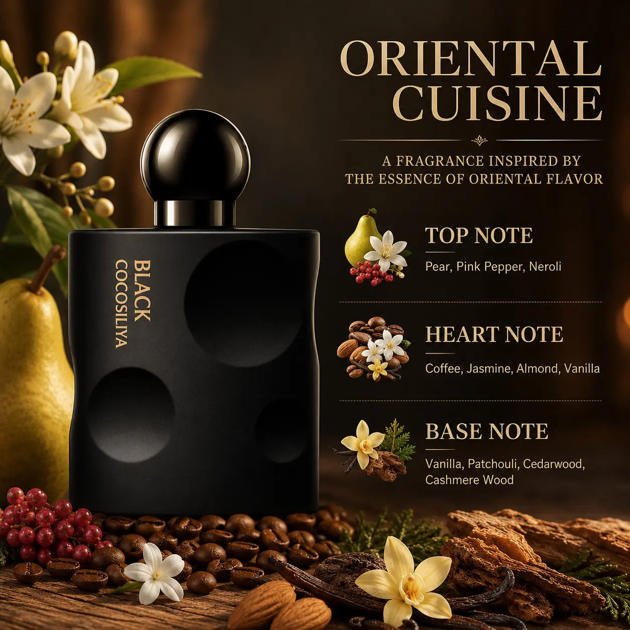AOAO NAME Brand Perfume, Eau de Parfum Spray Top Note Pear Pepper Blossom, Middle Note Coffee Jasmine Almond Vanilla, Base Note Vanilla Patchouli Cedarwood,Vanilla Musk Perfume, Arabian Perfume, Long Lasting Oriental Food Scent, Almond Fragrance