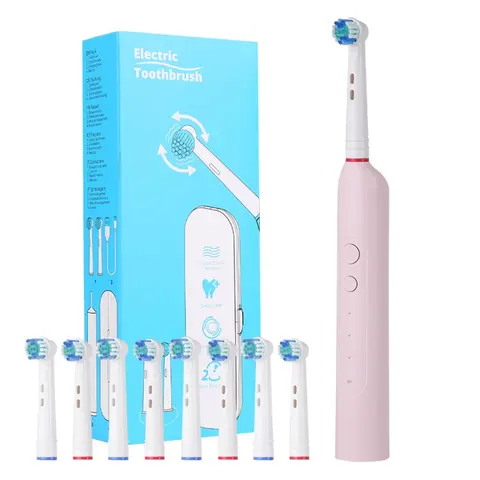 Electric Toothbrush With 8 Counts Replaceable Brush Heads, 1 Box Waterproof Sonic Toothbrush, USB Rechargeable Toothbrush For Adults, Battery Powered Toothbrush