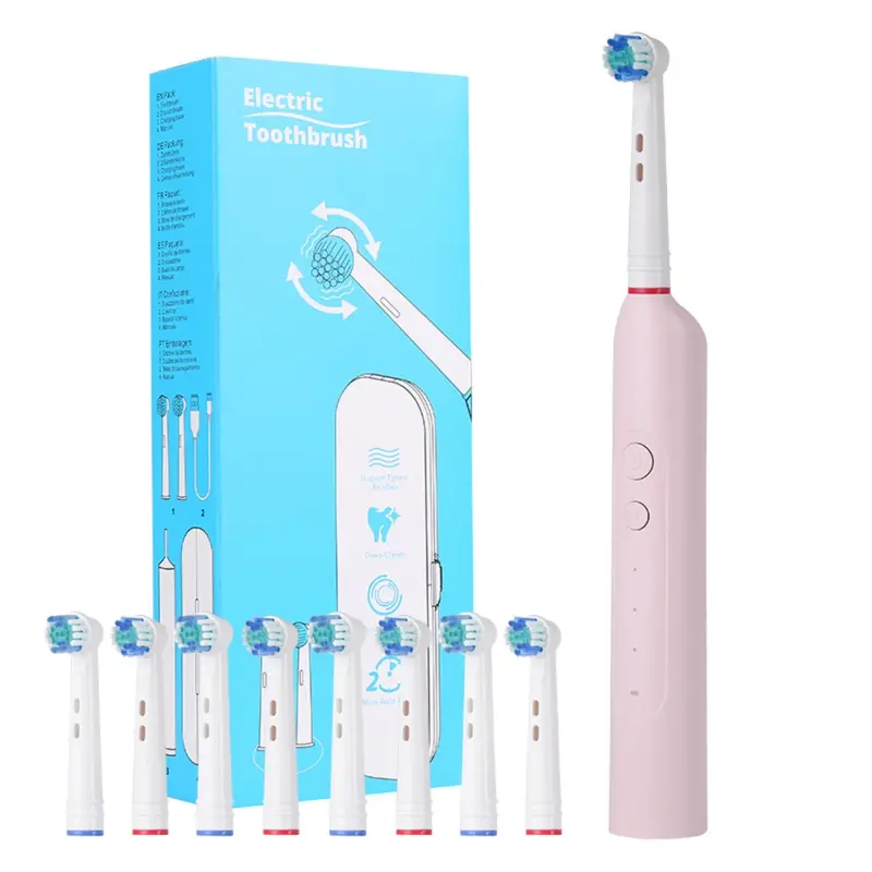Electric Toothbrush With 8 Counts Replaceable Brush Heads, 1 Box Waterproof Sonic Toothbrush, USB Rechargeable Toothbrush For Adults, Battery Powered Toothbrush