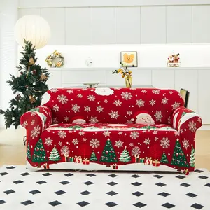 Christmas Sofa Cover Set with Pillowcases, Festive Reindeer & Santa Design, Perfect for Living Room & Bedroom Decor, Sofa Couch Covers