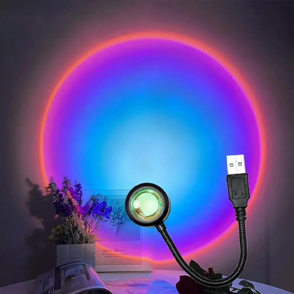 Portable Sunset Pattern Projection Decor Light, Flexible USB Sunset Light, Portable Selfie LED Light, Indoor Ambient Light For Home Wall Decor