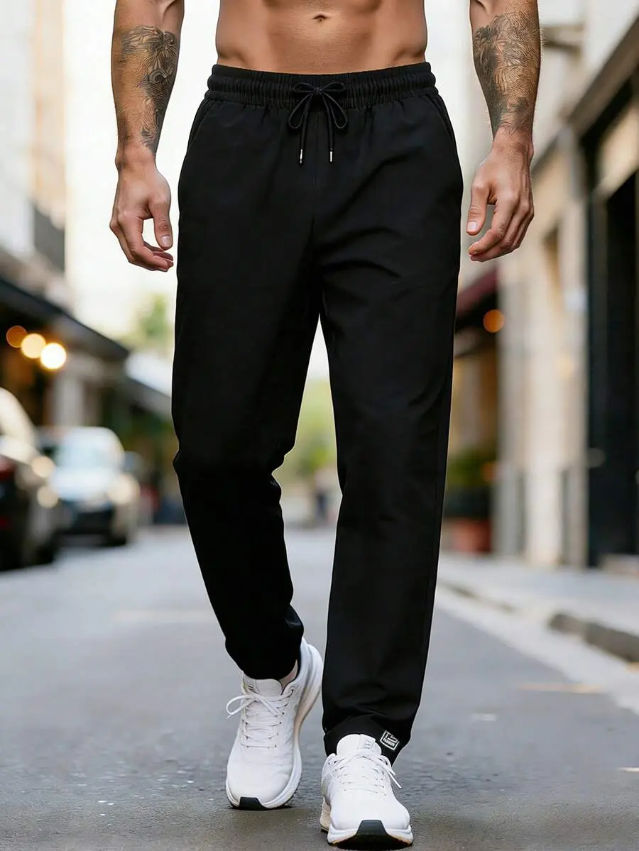 YAMAN Men's Lightweight Drawstring Waist Pocket Printed Straight Leg Jogger Pants, Comfortable And Durable For Running And Workout