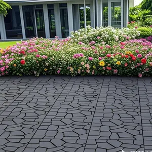 Stone Style Interlocking Deck Tiles, Patio Deck Tiles, 44 Pack Deck Tiles Interlocking Outdoor All Weather, 12"x12", 8 Slat, 44 Sq. Ft, Highly Durable, Stylish, Non-Slip, Faster-Drying travertine Microfiber Bath Rug Elegant