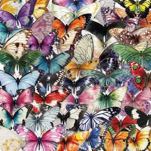 Butterfly Pattern Sticker, 50pcs/set Waterproof Self Adhesive Decor Paper, Decor Sticker for Gift Greeting Card Water Bottle Laptop Phone, Screen Protector