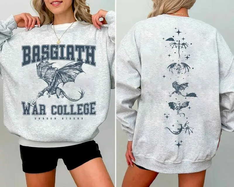 [Sale off up to 50%] Fourth Wing 4 Legs Dragon Double Sided Sweatshirt, Bookish Shirt, Basgiath War College Crewneck, Fourth Wing Shirt, Dragon Rider Shirt, Booktok Sweatshirt, Graphic Streetwear shirt