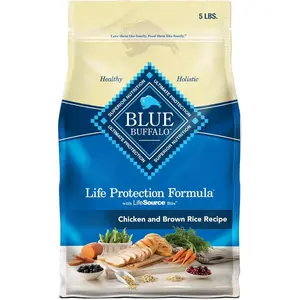 Blue Buffalo Life Protection Formula Adult Dry Dog Food, Helps Build and Maintain Strong Muscles, Made with Natural Ingredients, Chicken & Brown Rice Recipe, 5-lb. Bag