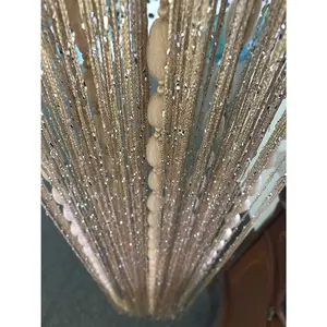 Door String 39x79 Inch Curtains Champagne Panel Soft Balls Romantic Glitter Fringe Room Divider  Decor Wedding Girls Bedroom Window Living Room Backdrop Party Doorways Closet Door,Champagne
