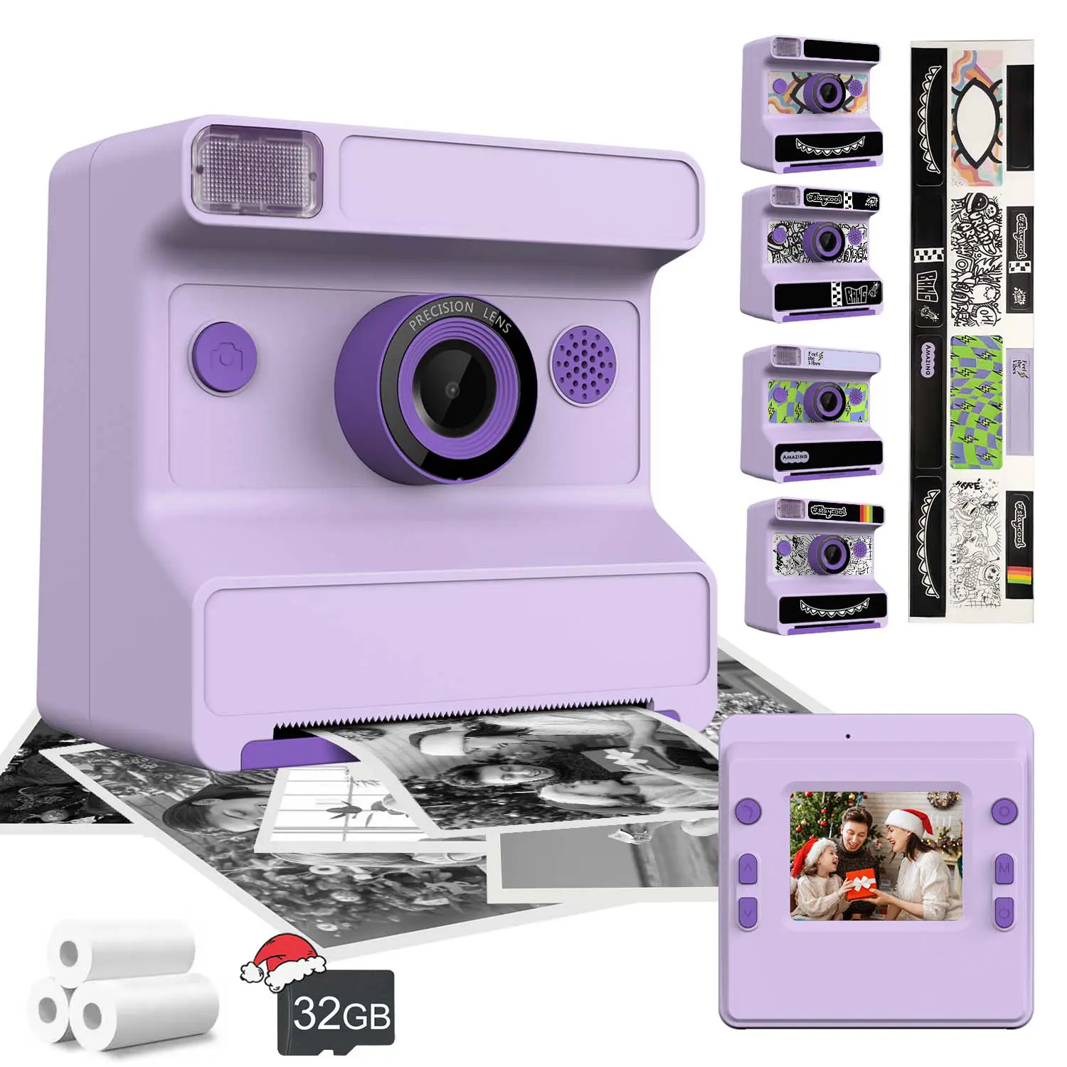 Kids Polaroid Instant Camera, Instant Print Camera, Perfect Christmas Gift, 1080P HD Video, DlY's Own Exclusive Camera, Supports Delay Photography, Suitable for Kids Ages 3-14, Instant Digital Camera, Instant Cameras That Print Photos
