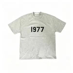 Vintage Dark Gray 1977 Year Oversize t-shirt Casual Crewneck Menswear Shortsleeve for Everyday Use Comfortable Fit Versatile for Various Occasions world tshirts 2000s tiktokshopspringglowup