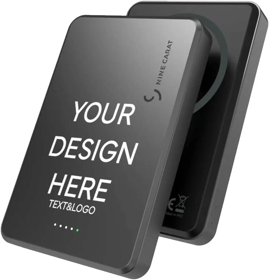 Ninecarat Portable Fast Charging Power Bank - 5000-10000mAh Rechargeable Battery Pack, USB/Type-C Input, Logo Engraving/Printed Option, Custom Corporate Gift, Mobile Smartphone Accessory