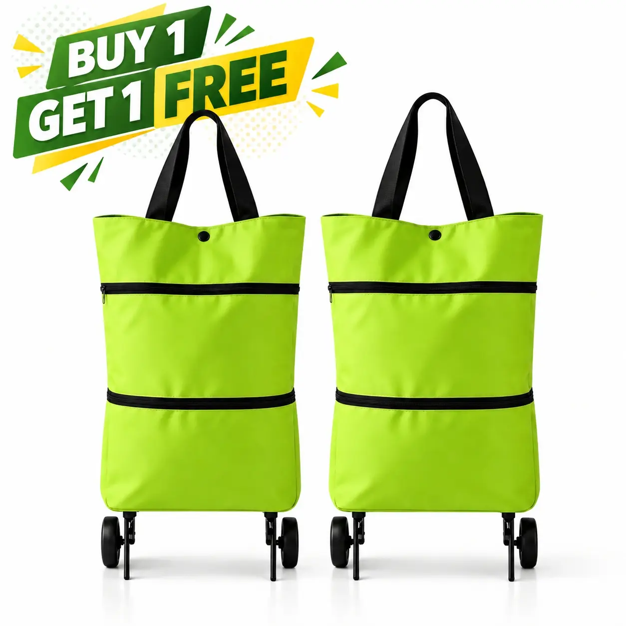 [Buy 1 Get 1 Free]2 in 1 Lightweight Collapsible Shopping Cart,Folding Shopping Bag Cart | Wheels Shopping Bags Grocery Bags Shopping Travel Bag on Wheels for Women or Men Travel Home Kitchen