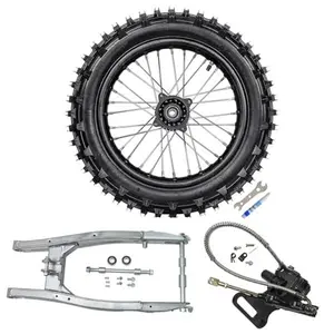 Suisuitong Dirt Bike Rear Swing Arm Swingarm & 90/100-14 14" Wheel & Rear Hydraulic Brake Caliper Assembly for Dirt Pit Bike Scooter Pocket Monkey Trail Bike Offroad Motorcycle Big Wheel 125cc-200cc