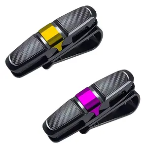 Car Sunglasses Holder, Car Sunglasses Glasses Clip, Rotatable 180 Degrees Glasses Holder with Ticket Card Clip, Car Sun Visor Accessories