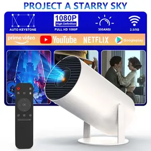 XBJ Mini Projector, 300 ANSI Lumens, built-in Android 12 system, equipped with WiFi and Bluetooth 5.4, supports keystone correction and 4K decoding, 180° rotatable, short-throw projector, suitable for home use | Black Friday