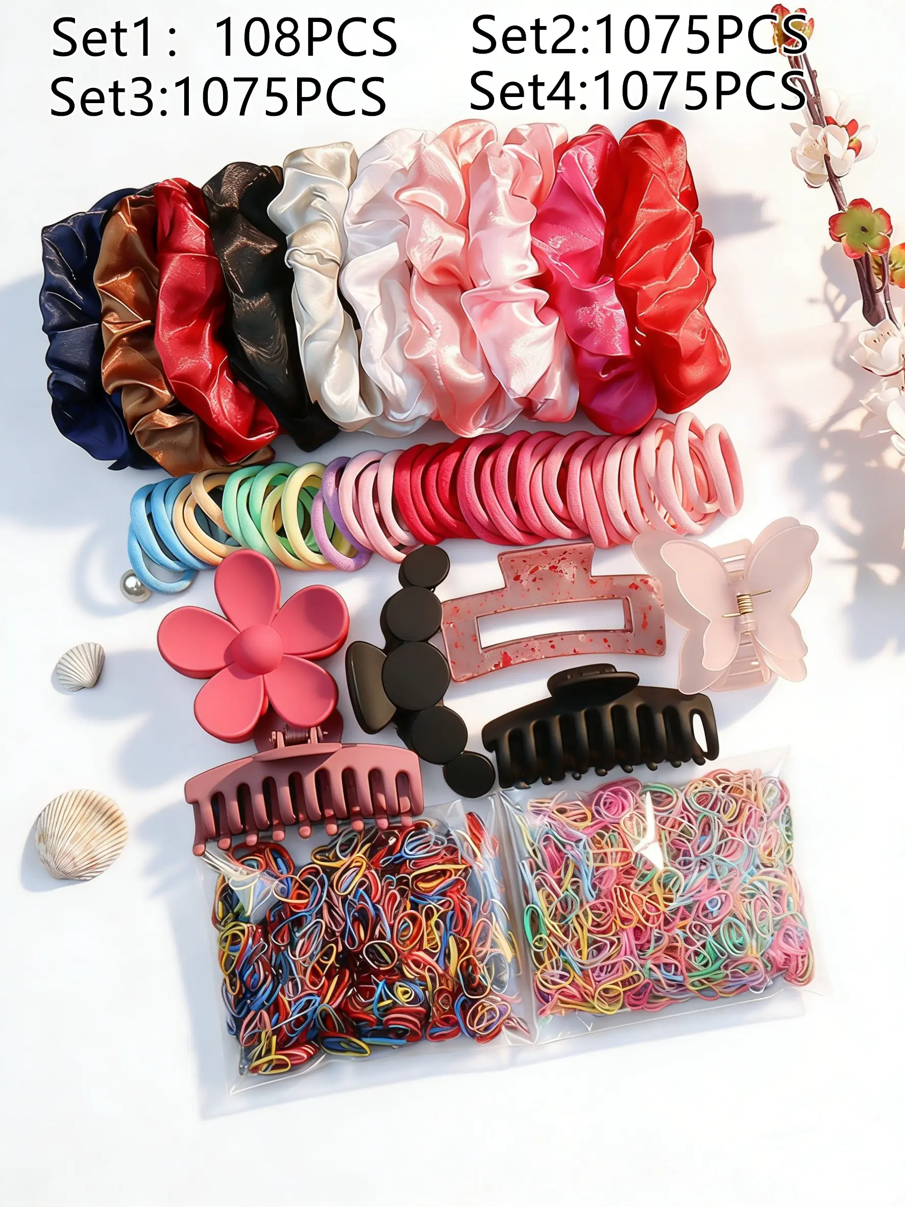 Elastics Hair Accessories Set, Hair Scrunchie & Hair Claws & Hair Ties, Practical Elegant Hair Accessories for Women & Girls, Scrunchies
