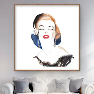 Begin Home Decor C1FM4848SOCZ58 48 x 48 in. Vintage Chic Marilyne Monroe Blue Framed Print Wall Art - Home Decor