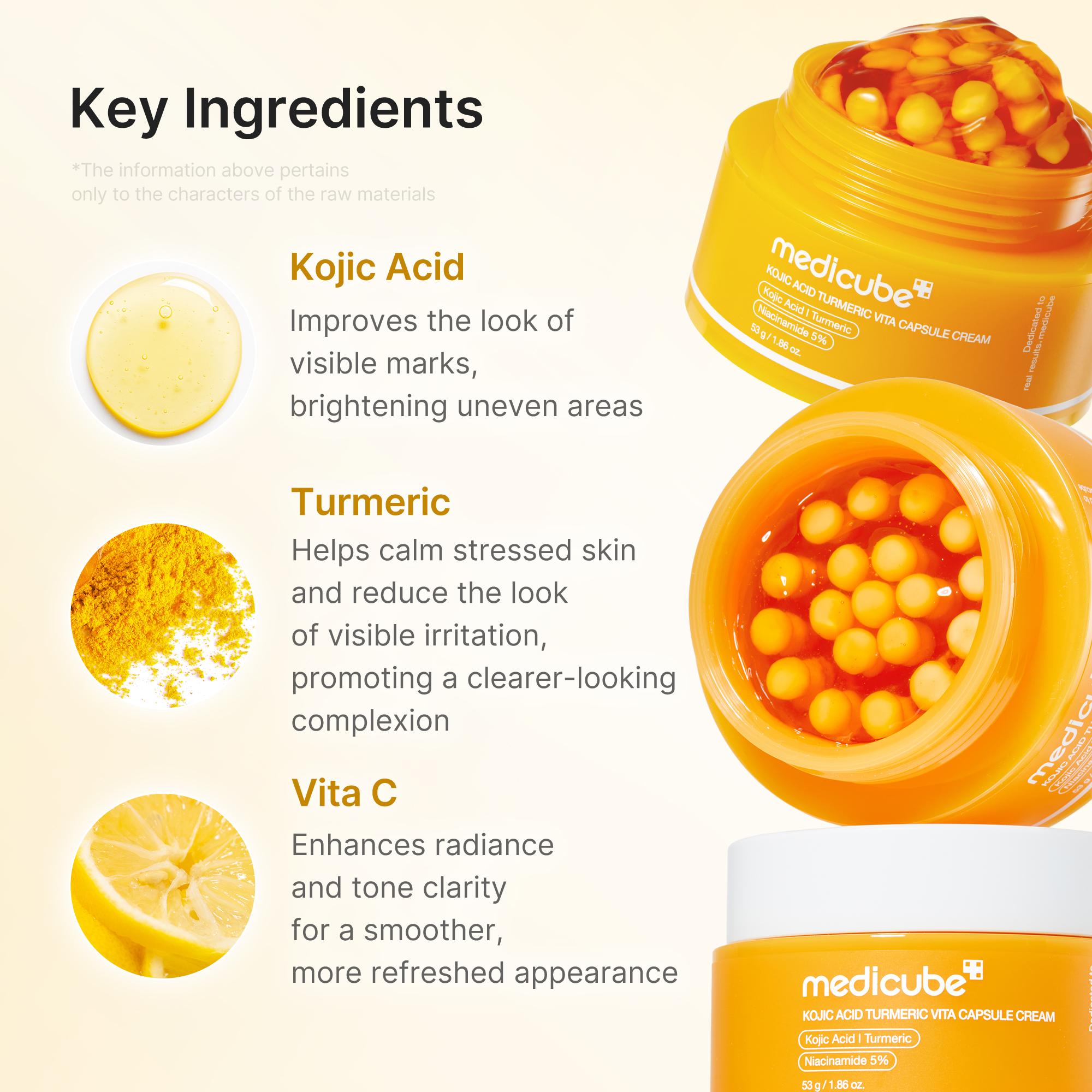[medicube] Kojic Acid Turmeric Vita Capsule Cream for Uneven Skin Tone | Tone Renewal & Radiance Care for troubled skin | Turmeric, Kojic, Vitamin C | Korean Skin Care 1.86 oz