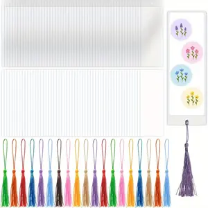 20pcs DIY Bookmarks Making Kit, 10pcs Bookmarks sleeves with 10pcs Tassels, Clear Bookmark Sleeves for Bookmark Craft Projects and Gift Tags, Book Accessories