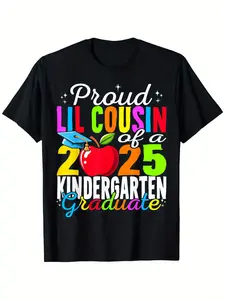 Proud Lil Cousin of a Class of 2025 kindergarten Graduate T-Shirt for Boys Soft Fabric, Breathable, Comfortable Short Sleeve Tees Perfect for Boys Shirts Boy Girl Best Gift