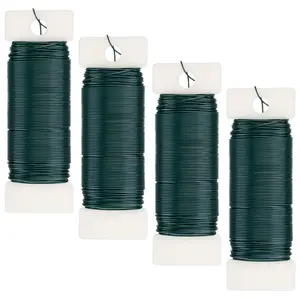 4 Pack Floral Wire, 131 Yards Paddle 22 Gauge Florist Wire Green for Wreath Making Craft, Floral Flower Arrangements and DIY Crafts, Garland