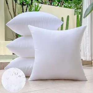 18 x 18 Outdoor Pillow Inserts Set of 4 Square Throw Pillow Inserts  for Couch Porch Outside Patio Furniture Decorative Pillows Medium White Sofa Cushion Stuffer